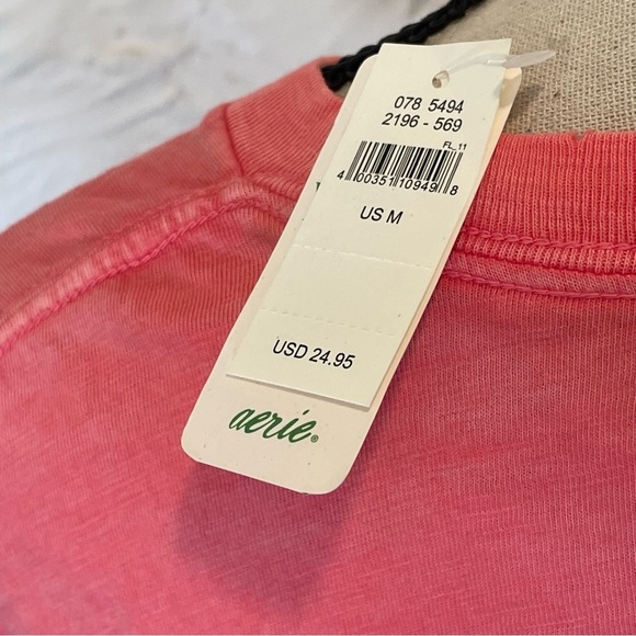 Aerie Women's Coral Love Is Love Living In Tshirt Relaxed Fit Cotton Sz M NWT - Picture 6 of 8